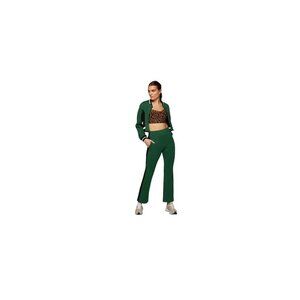 Michi Women's Carve Flare Pants Green Color Block High Waist Pull‎ On Scuba SZ M